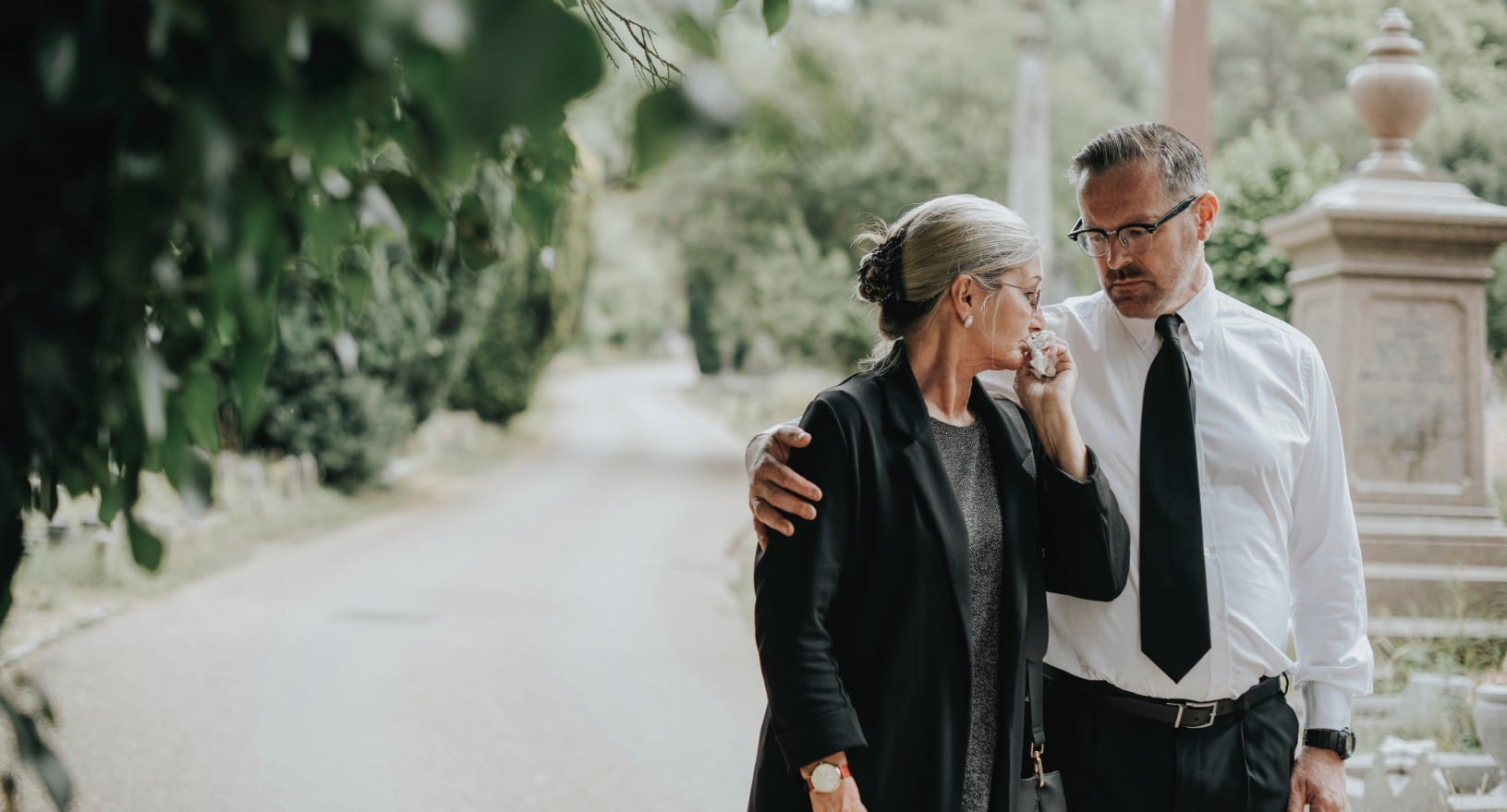 A concerned couple walking down the street