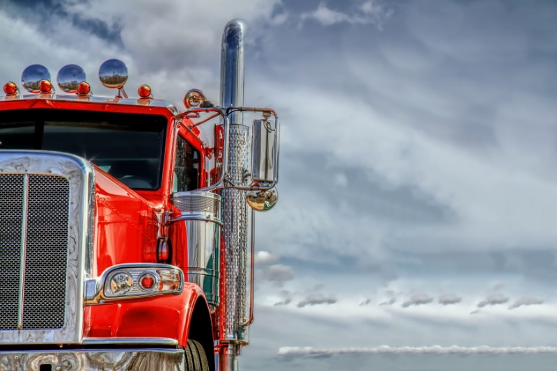 Close-up of the front side of an 18-wheeler truck